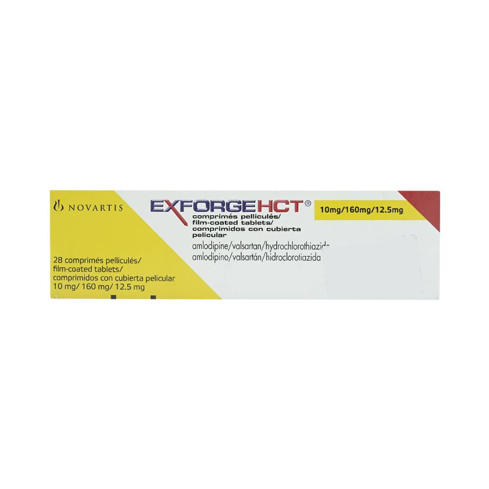 Thuốc Exforge HCT 10mg/160mg/12.5mg Novartis điều trị tăng huyết áp vô căn (4 vỉ x 7 viên)