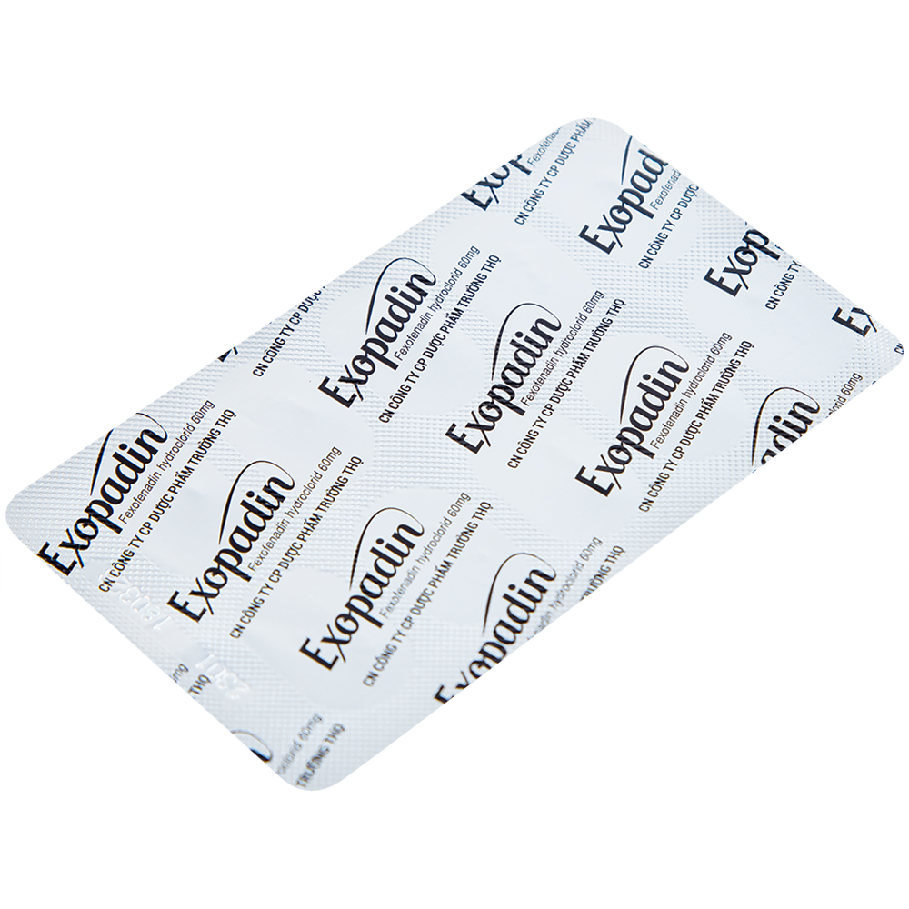 Thuốc Exopadin 60mg Trường Thọ điều trị viêm mũi dị ứng, mày đay (3 vỉ x 10 viên) 