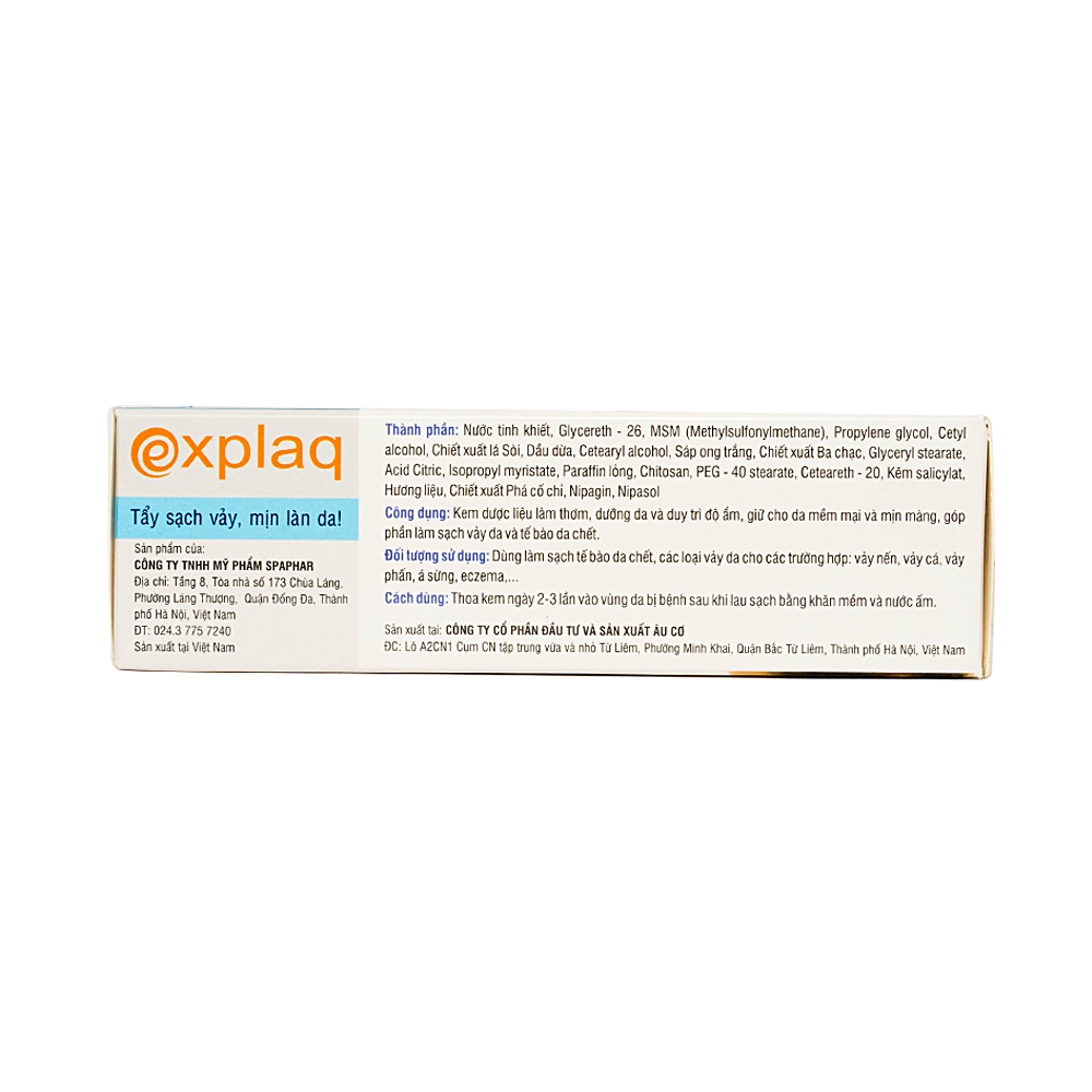 Kem dược liệu Explaq Spaphar tẩy sạch vảy, làm thơm, dưỡng da và duy trì độ ẩm cho da (35g)
