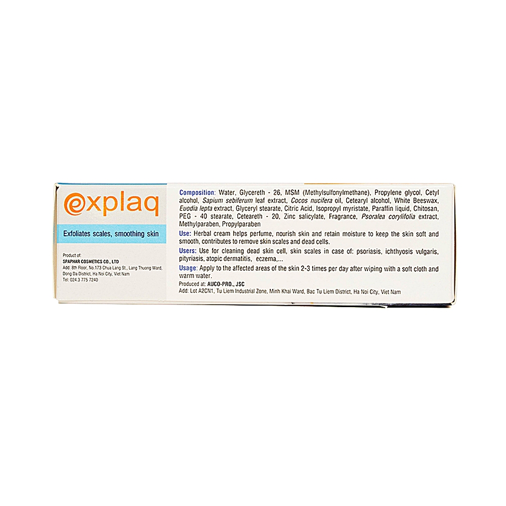 Kem dược liệu Explaq Spaphar tẩy sạch vảy, làm thơm, dưỡng da và duy trì độ ẩm cho da (35g)