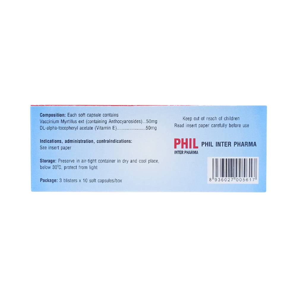 Thuốc Eyebi Phil hỗ trợ điều trị quáng gà, cận thị (3 vỉ x 10 viên)