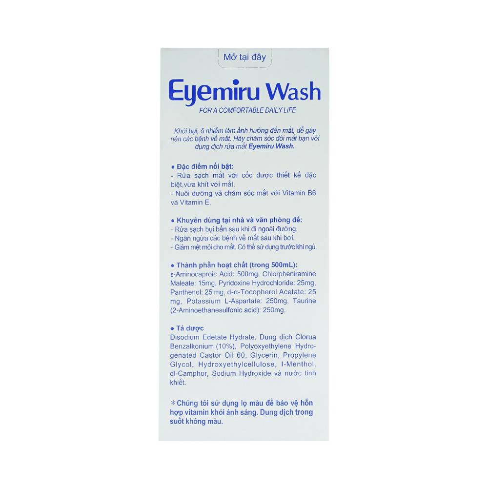 Dung dịch rửa mắt Eyemiru Wash Nitto Medic phòng chống bệnh về mắt (500ml)