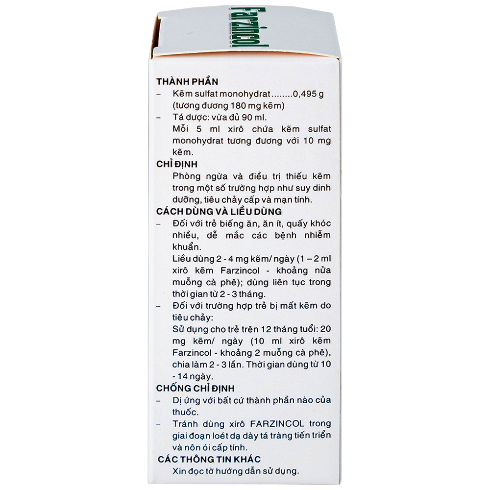 Siro Farzincol Pharmedic điều trị thiếu kẽm (90ml)