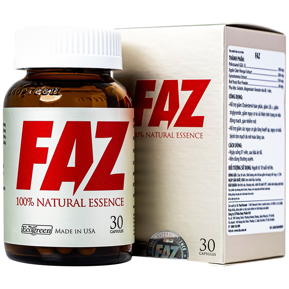 Viên uống hỗ trợ giảm cholesterol toàn phần giảm LDL-c Ecogreen FAZ (30 viên)