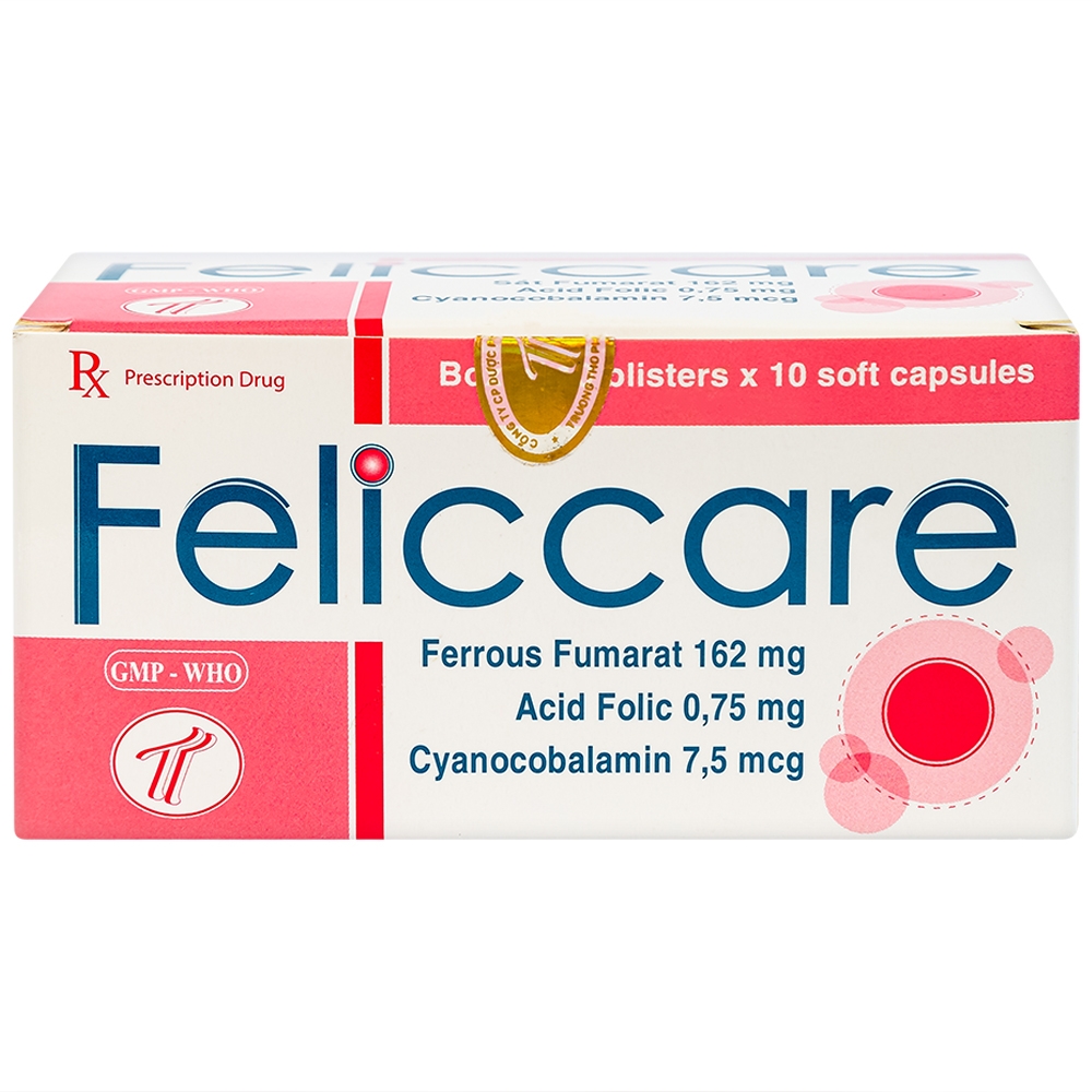 Thuốc Feliccare Trường Thọ phòng và trị các trường hợp thiếu máu (10 vỉ x 10 viên)