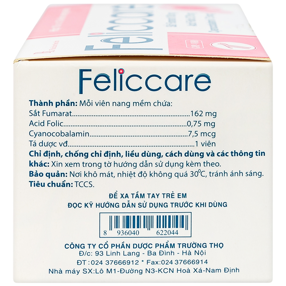 Thuốc Feliccare Trường Thọ phòng và trị các trường hợp thiếu máu (10 vỉ x 10 viên)