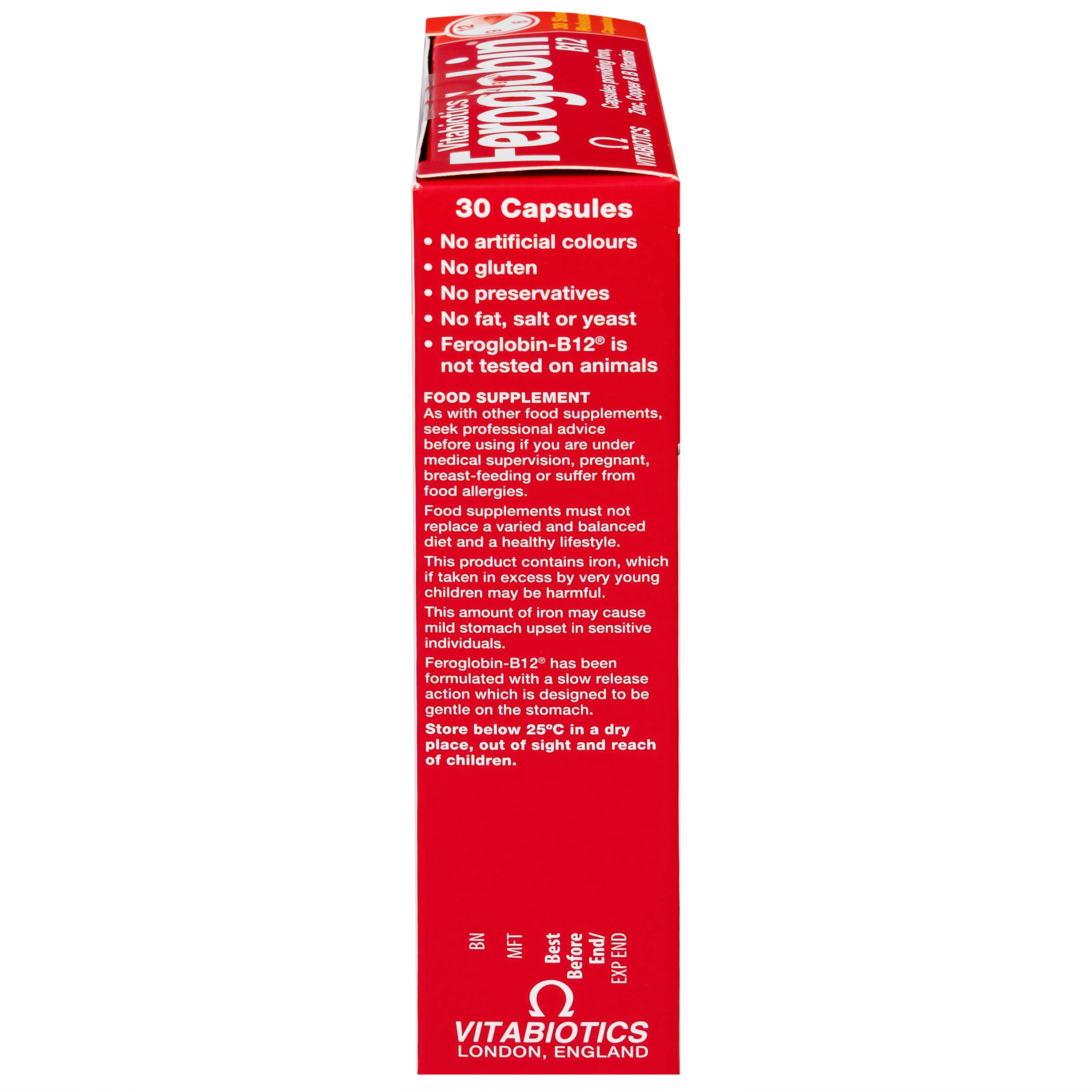 Viên uống hỗ trợ tăng khả năng tạo máu Vitabiotics Feroglobin B12 (30 viên)