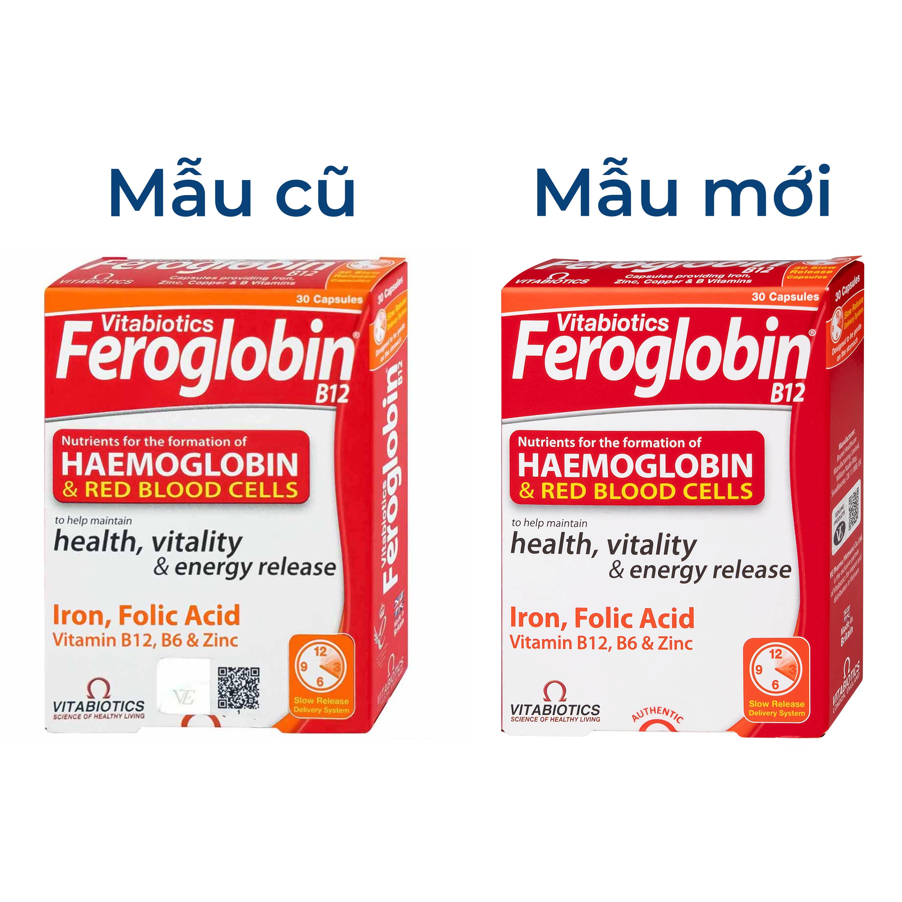 Viên uống hỗ trợ tăng khả năng tạo máu Vitabiotics Feroglobin B12 (30 viên)