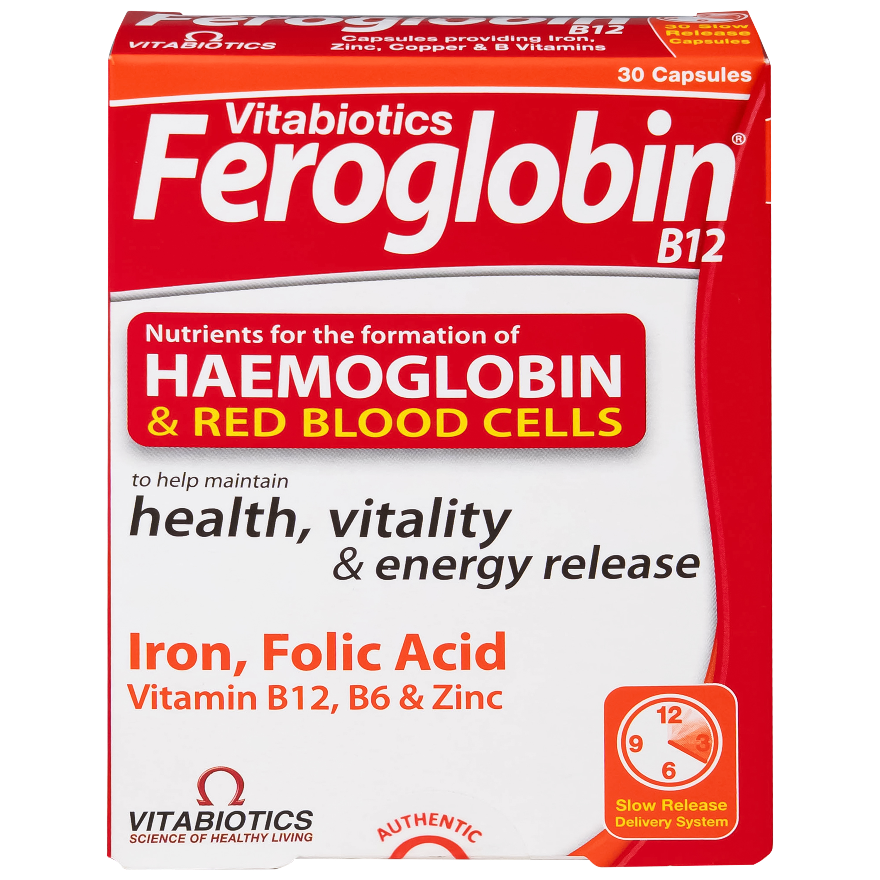 Viên uống hỗ trợ tăng khả năng tạo máu Vitabiotics Feroglobin B12 (30 viên)