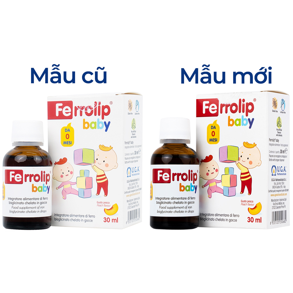 Dung dịch giúp giảm nguy cơ thiếu máu do thiếu sắt Ferrolip Baby InPharma SpA (30ml)