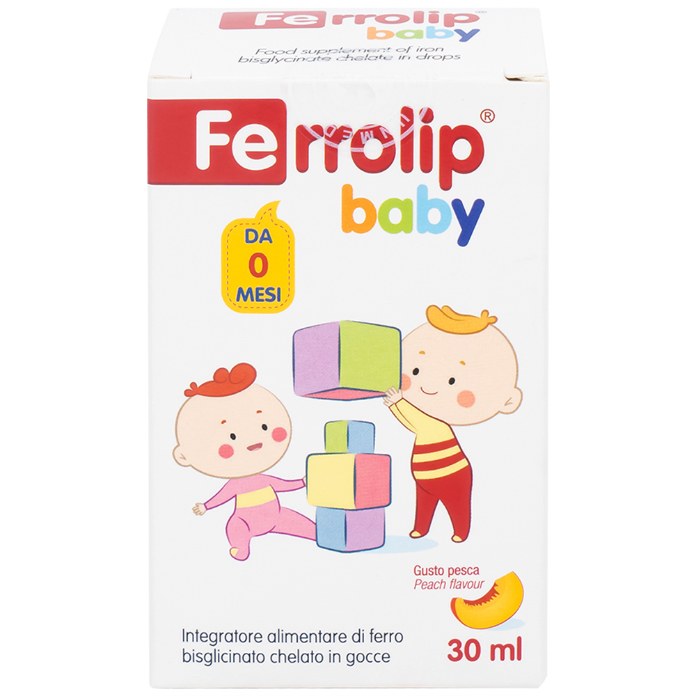 Dung dịch giúp giảm nguy cơ thiếu máu do thiếu sắt Ferrolip Baby InPharma SpA (30ml)