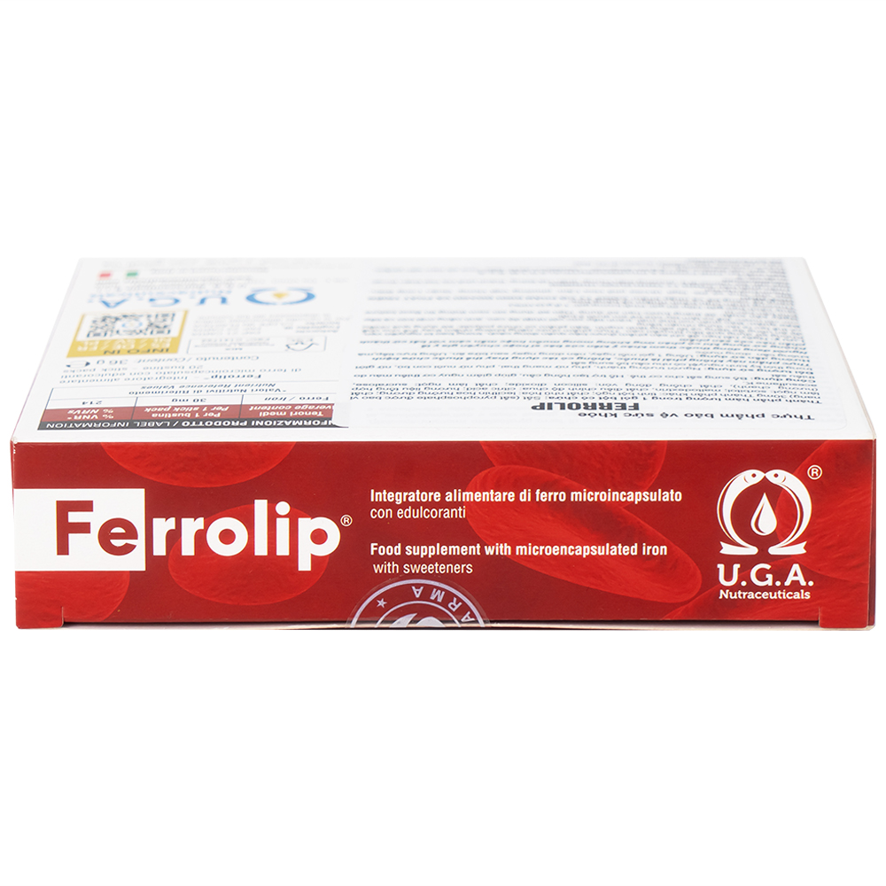 Hỗ trợ giúp giảm nguy cơ thiếu máu do thiếu sắt Ferrolip Uga (20 gói)