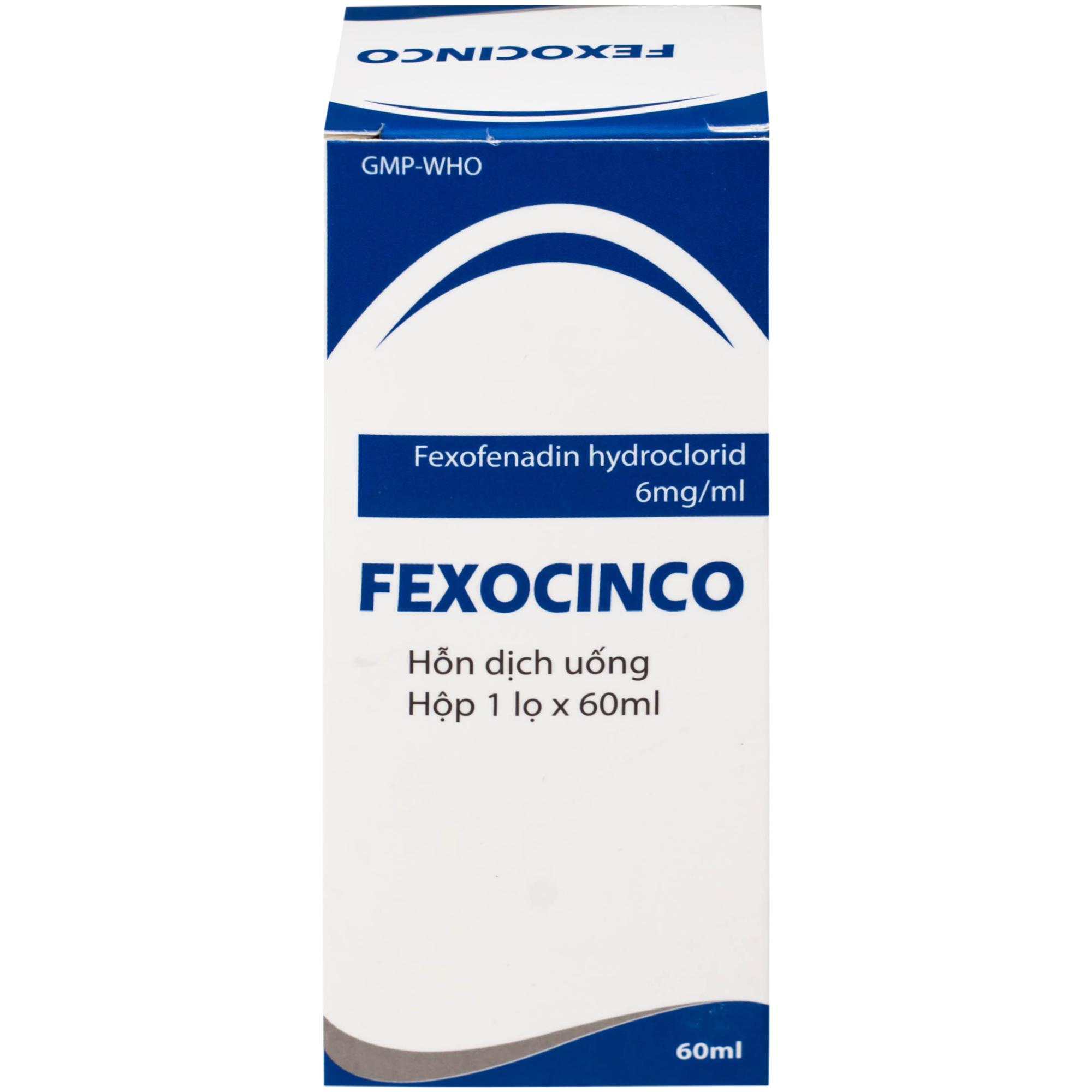 Thuốc Fexocinco 6mg Hà Nam điều trị triệu chứng viêm mũi dị ứng theo mùa và mày đay mạn tính (60ml)