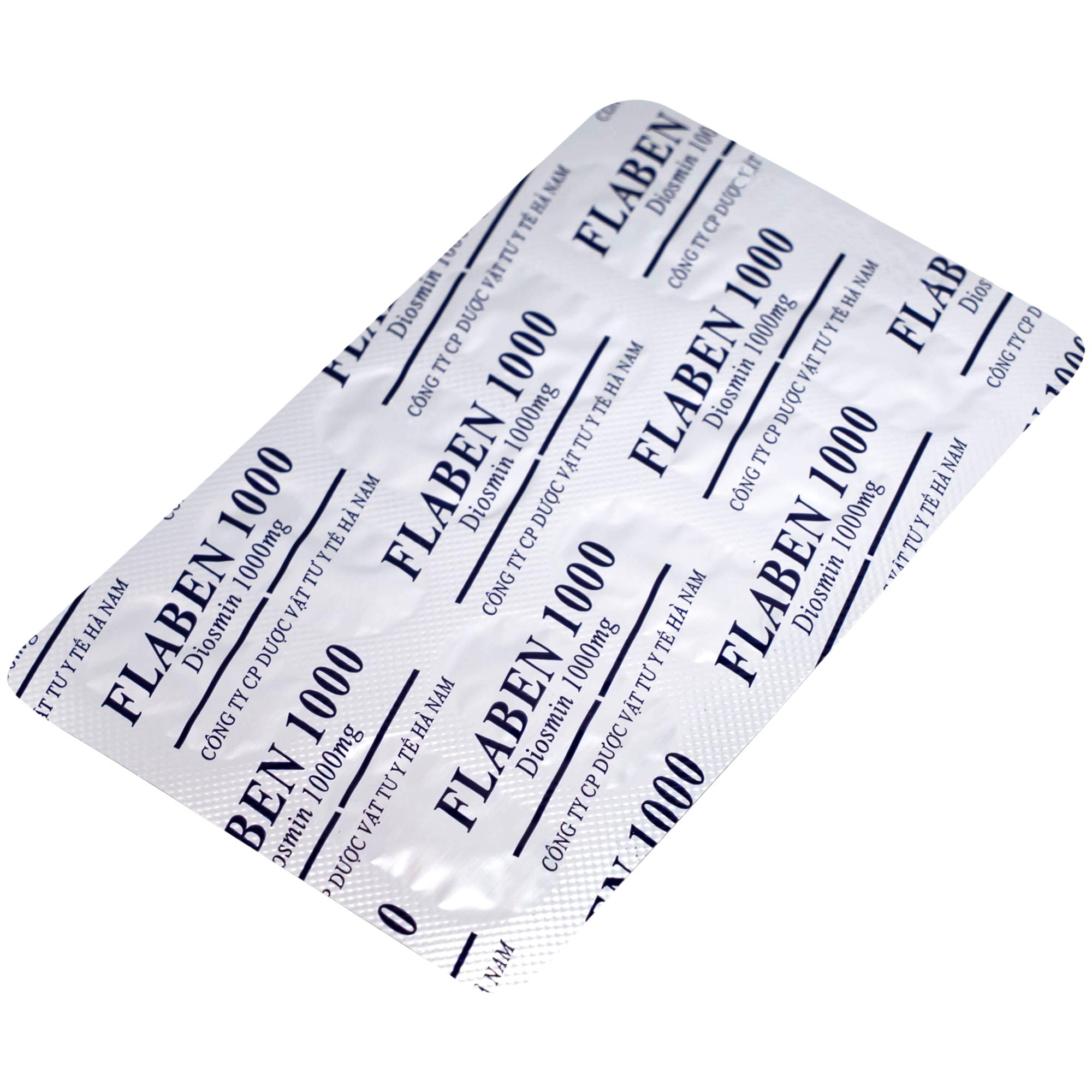 Thuốc Flaben 1000 Hà Nam điều trị các dấu hiệu và triệu chứng của suy tuần hoàn tĩnh mạch mãn tính (3 vỉ x 10 viên)