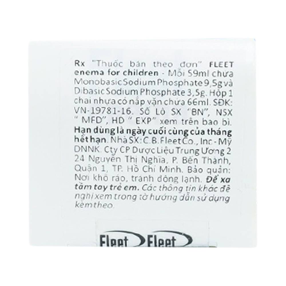 Dung dịch thụt trực tràng Fleet Enema For Children giảm chứng táo bón không thường xuyên (66ml)