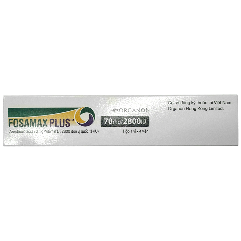Thuốc Fosamax Plus 70mg/2800IU Organon điều trị loãng xương sau mãn kinh ở phụ nữ (1 vỉ x 4 viên)