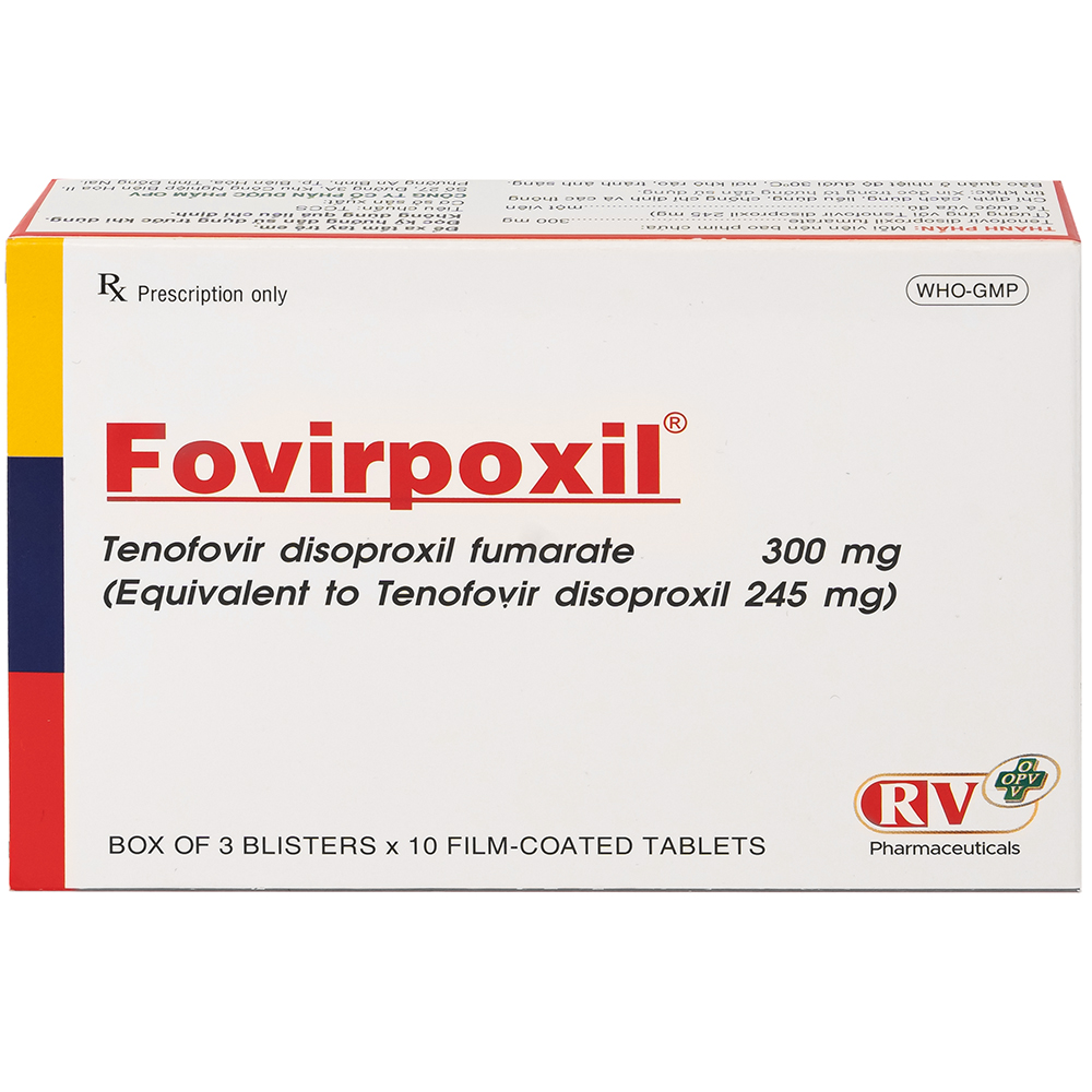 Thuốc Fovirpoxil 300mg OPV điều trị viêm gan B mạn tính và HIV-1 ở người lớn (3 vỉ x 10 viên)