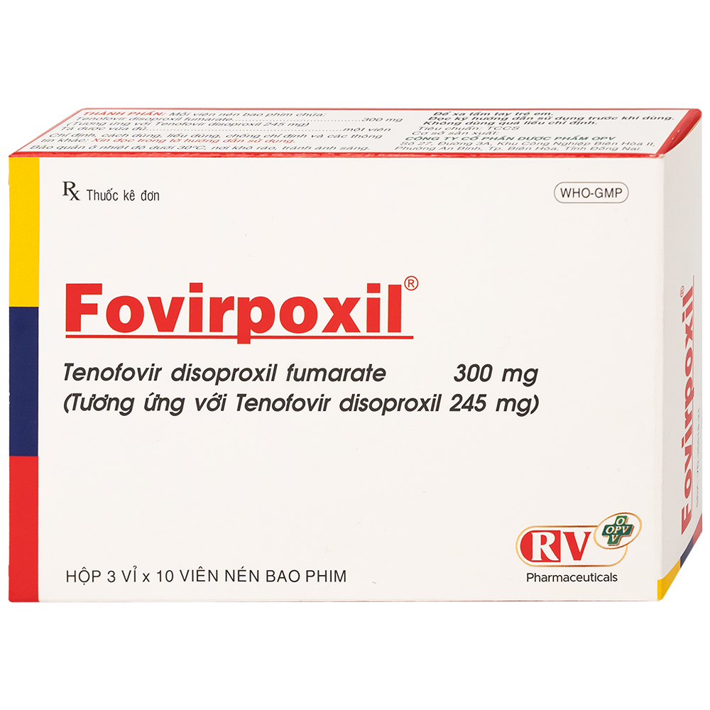 Thuốc Fovirpoxil 300mg OPV điều trị viêm gan B mạn tính và HIV-1 ở người lớn (3 vỉ x 10 viên)