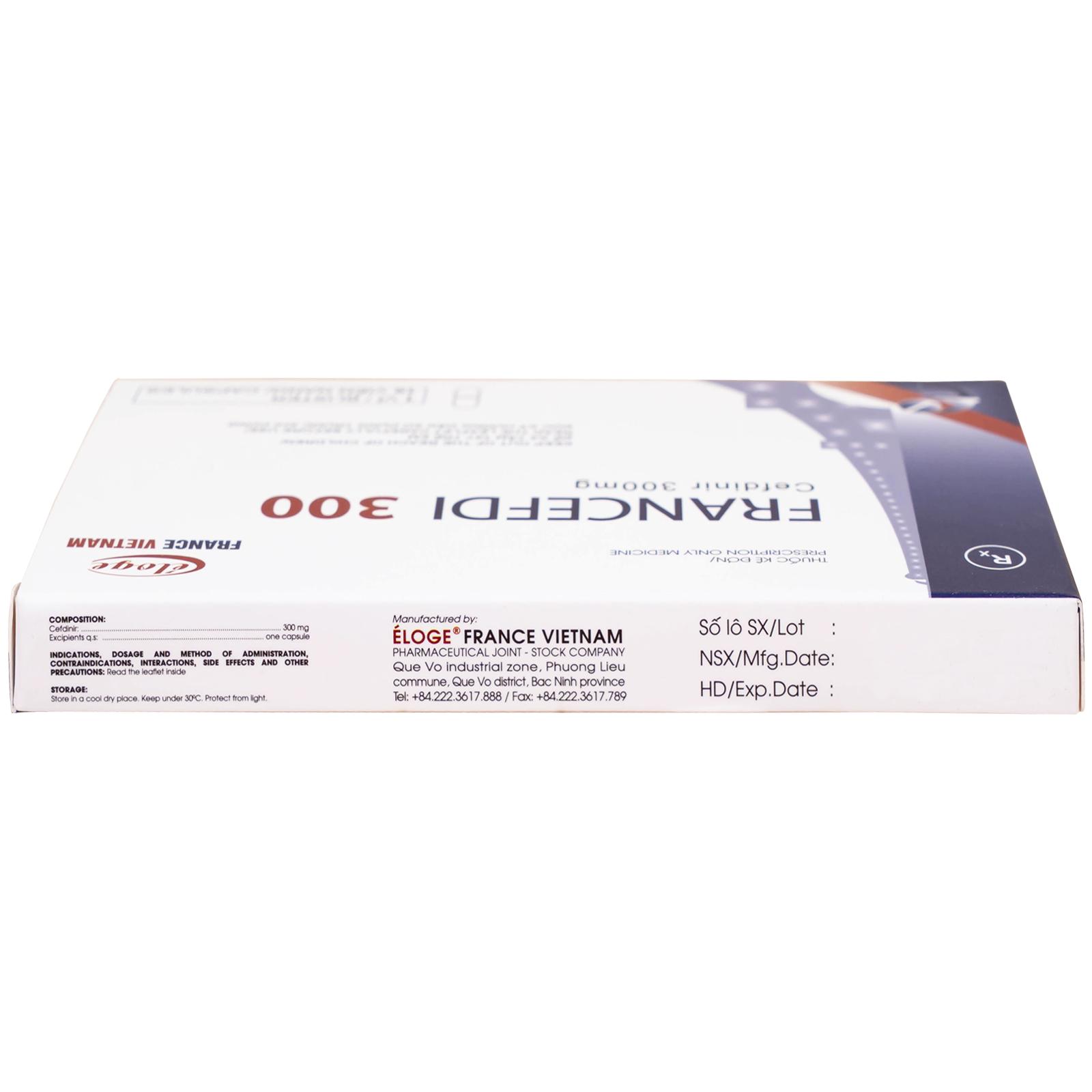 Thuốc Francefdi 300mg Eloge trị viêm họng, viêm amidan, viêm xoang, viêm phế quản (1 vỉ x 10 viên)
