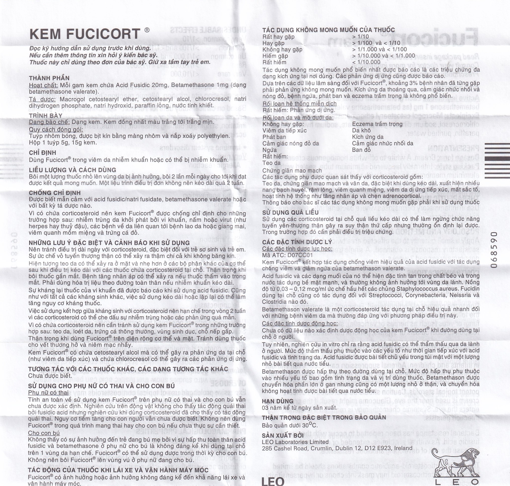 Kem Fucicort LEO điều trị viêm da nhiễm khuẩn (15g)