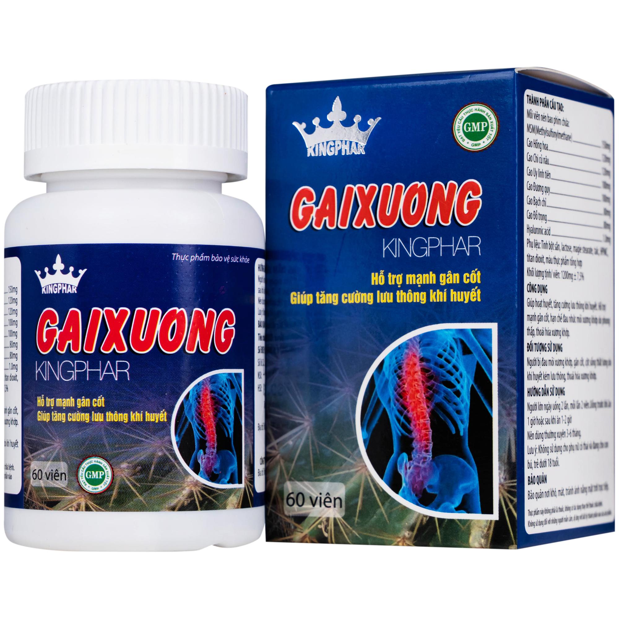 Viên uống giúp hoạt huyết, hỗ trợ gân cốt, hạn chế thoái hóa xương khớp Gai Xương Kingphar (60 viên)