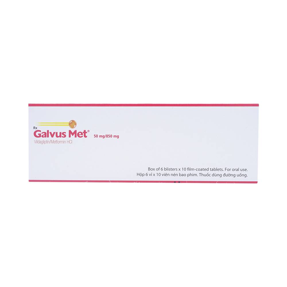 Thuốc Galvus Met 50mg/850mg Novartis hỗ trợ điều trị đái tháo đường típ 2 (6 vỉ x 10 viên)