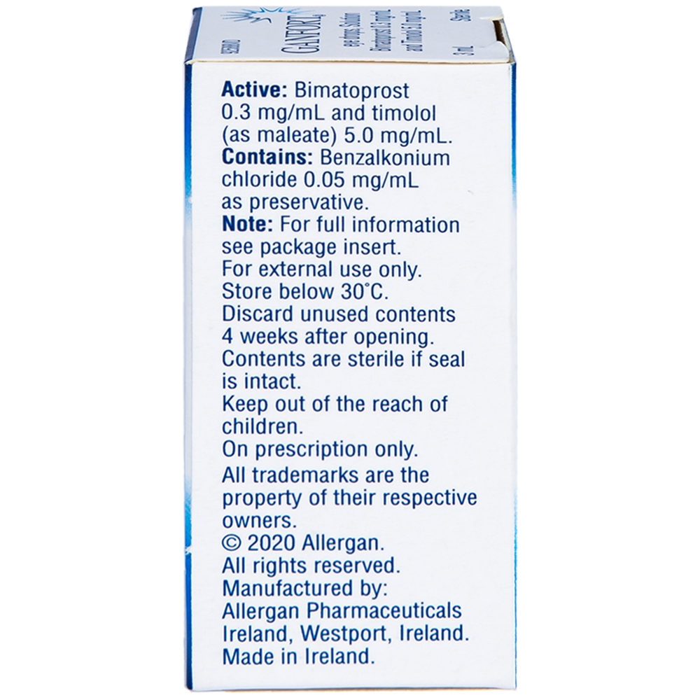 Thuốc nhỏ mắt Ganfort Allergan điều trị Glaucoma góc mở, tăng nhãn áp (3ml)