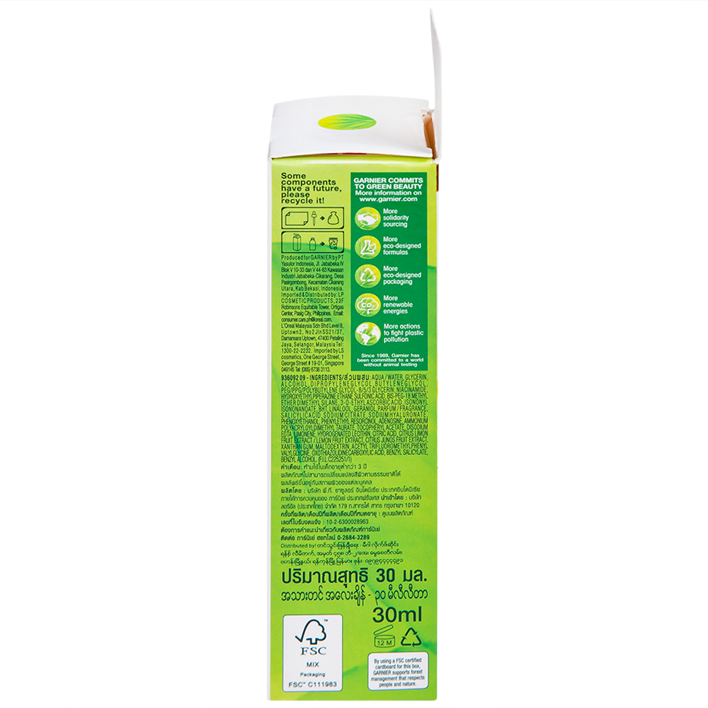 Tinh chất dưỡng sáng da, mờ thâm Garnier Skin Naturals Bright Complete 30x Vitamin C Booster Serum 30ml