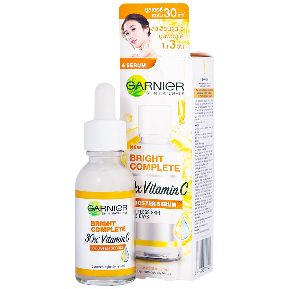 Tinh chất dưỡng sáng da, mờ thâm Garnier Skin Naturals Bright Complete 30x Vitamin C Booster Serum 30ml