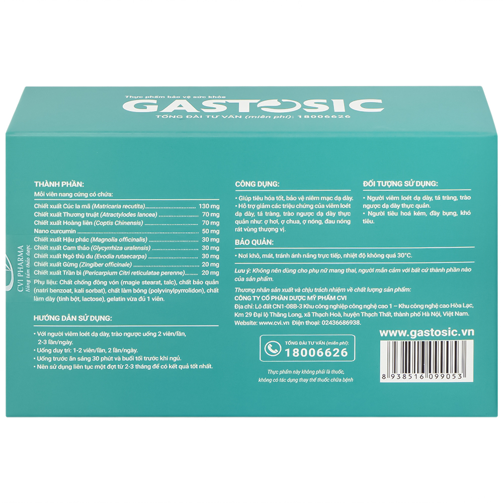 Viên giúp tiêu hóa Gastosic CVI (3 vỉ x 10 viên)