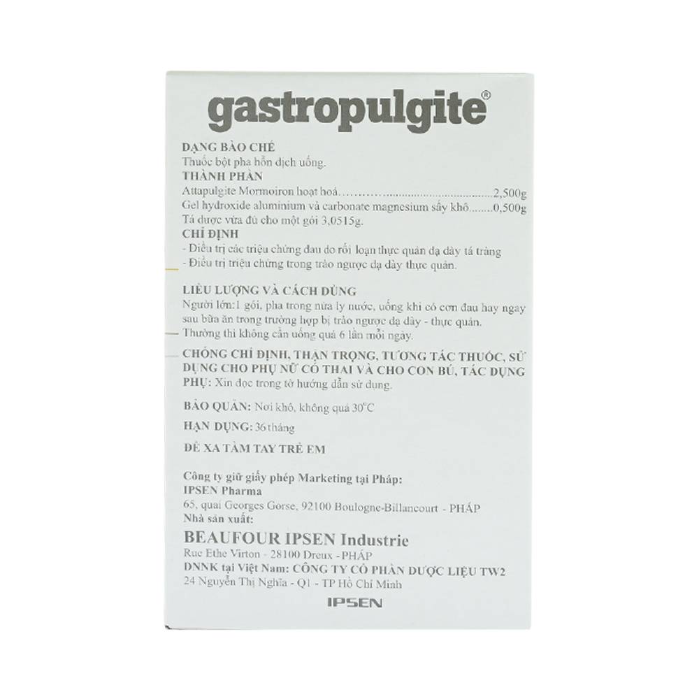 Bột Gastropulgite Ipsen điều trị rối loạn thực quản, dạ dày, tá tràng (30 gói)