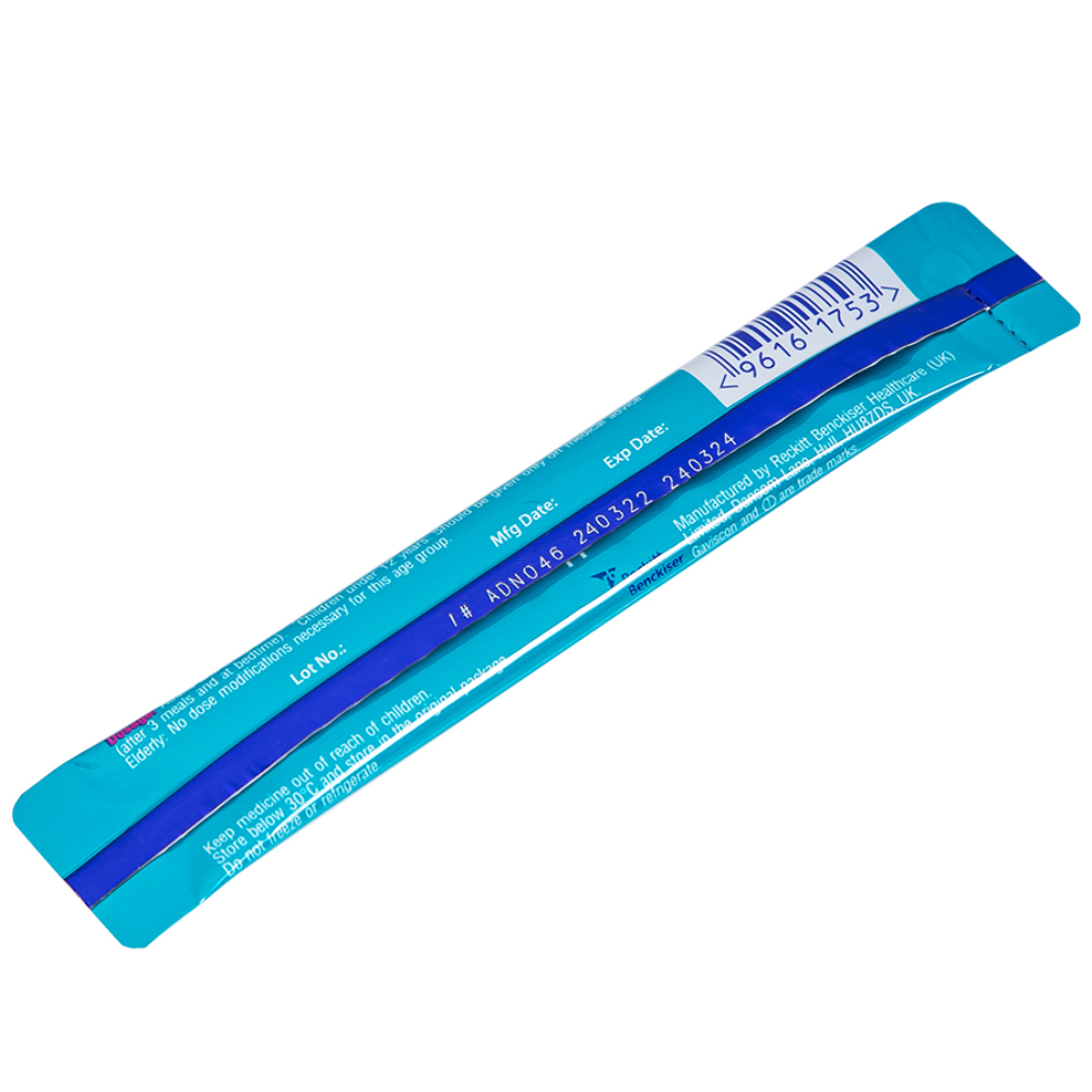 Hỗn dịch Gaviscon Dual Action Reckitt Benckiser điều trị trào ngược dạ dày, thực quản (24 gói x 10ml)