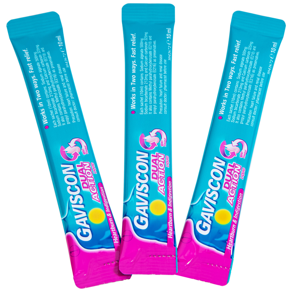 Hỗn dịch Gaviscon Dual Action Reckitt Benckiser điều trị trào ngược dạ dày, thực quản (24 gói x 10ml)