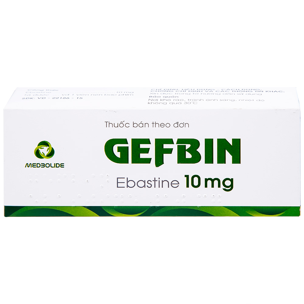 Thuốc Gefbin Medisun điều trị viêm mũi dị ứng, mề đay vô căn mạn tính (3 vỉ x 10 viên)