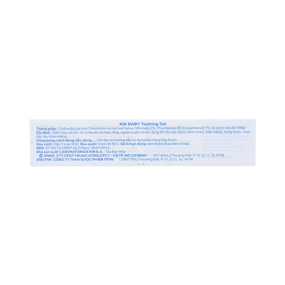 Gel bôi giảm đau mọc răng cho trẻ em Kin Baby Teething 30ml