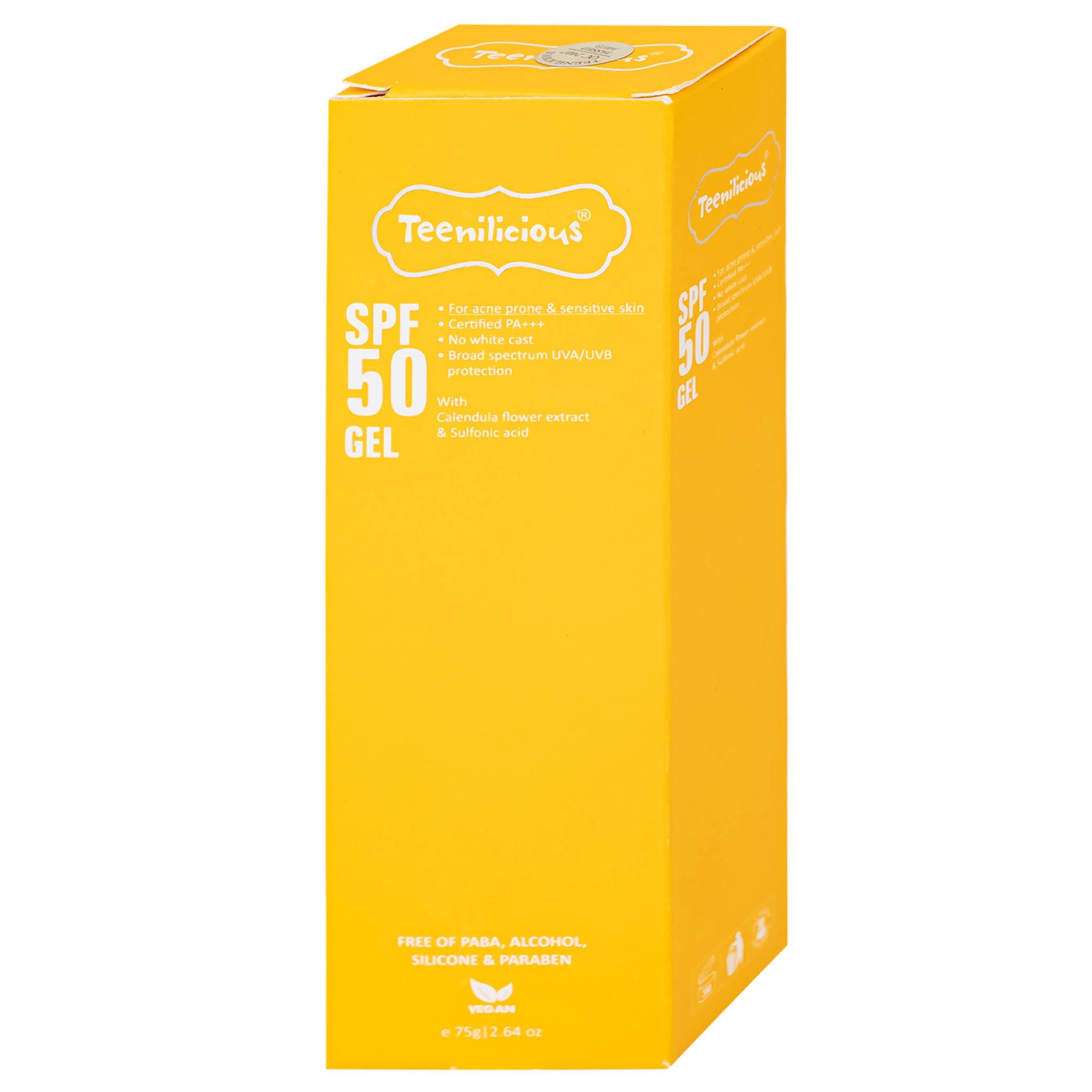 Gel chống nắng cho da mụn và nhạy cảm Teenilicious SPF50 PA+++ hộp 75g