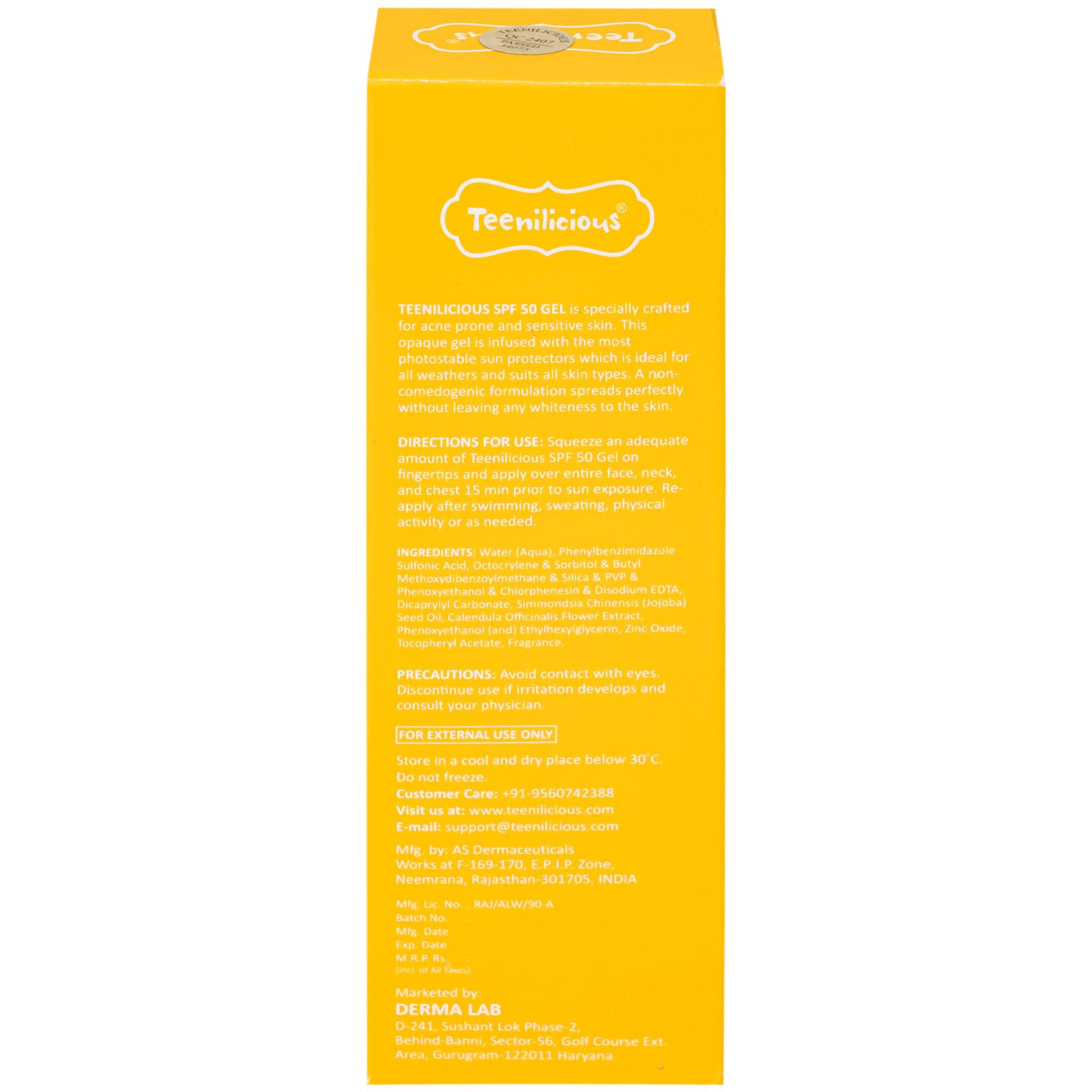 Gel chống nắng cho da mụn và nhạy cảm Teenilicious SPF50 PA+++ hộp 75g