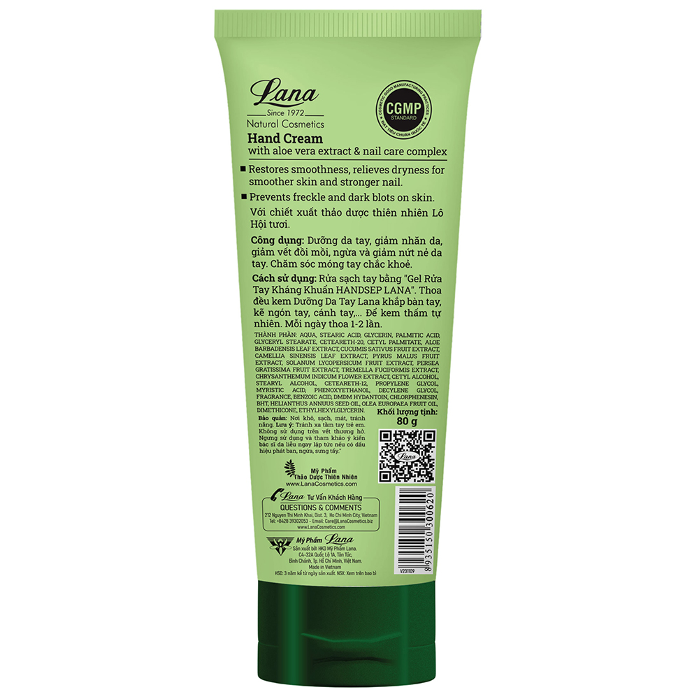 Kem bôi dưỡng da tay Lana giúp dưỡng ẩm, mềm mại (80g)