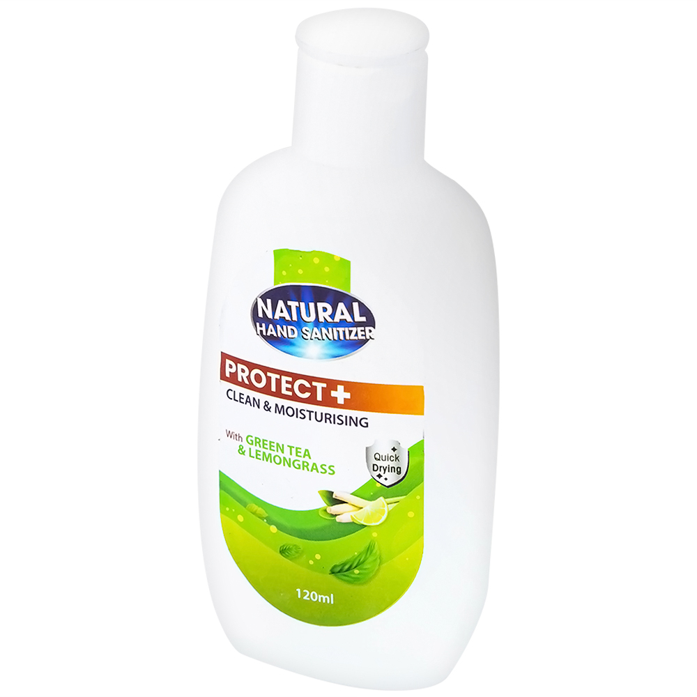 Gel rửa tay khô Natural Hand Sanitizer trà xanh và sả chanh làm sạch tay, khử mùi, dưỡng ẩm (120ml)