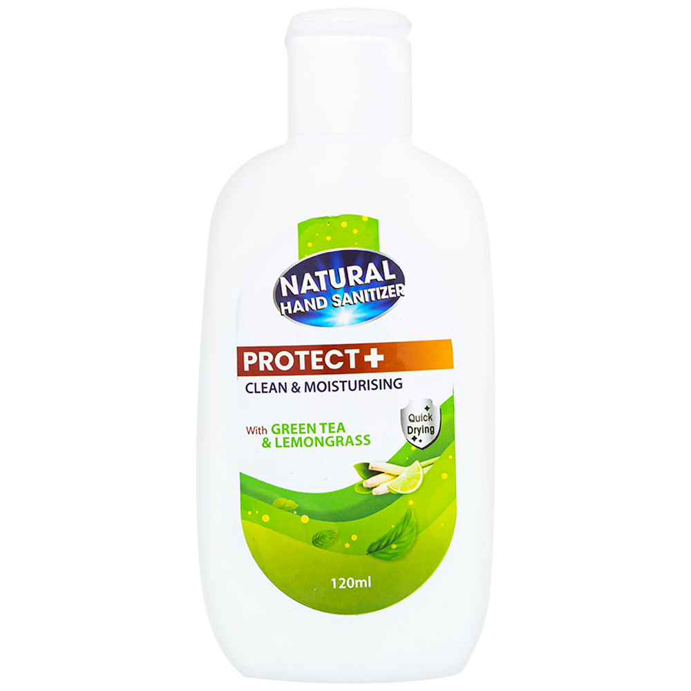 Gel rửa tay khô Natural Hand Sanitizer trà xanh và sả chanh làm sạch tay, khử mùi, dưỡng ẩm (120ml)