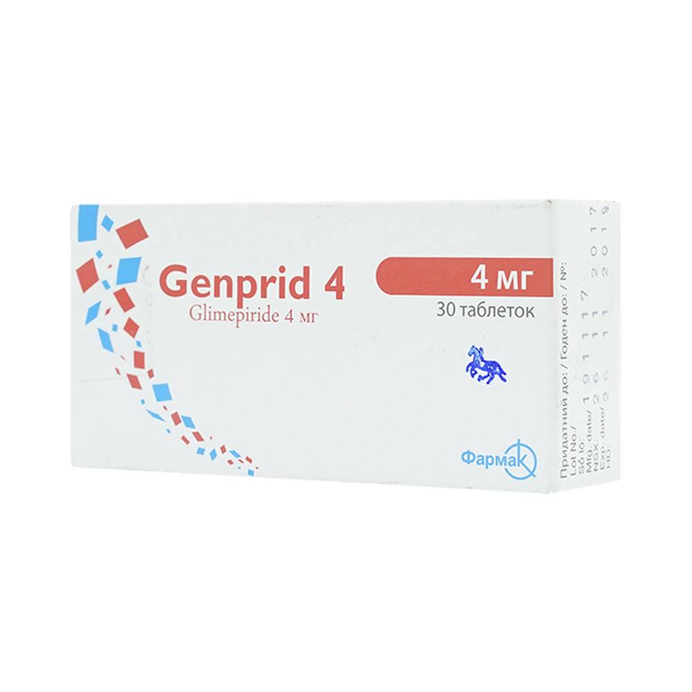 Thuốc Genprid 4 Farmak điều trị đái tháo đường típ 2 (3 vỉ x 10 viên)