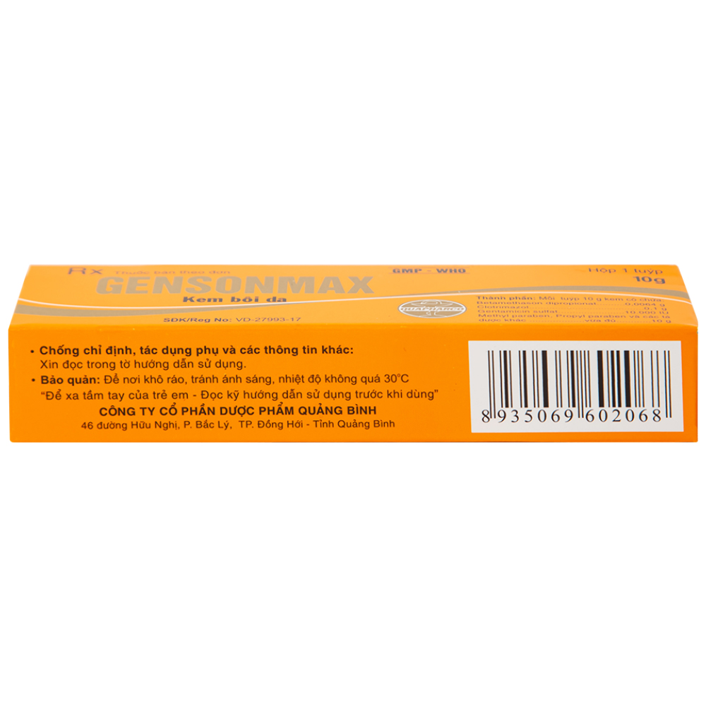 Kem bôi da Gensonmax Quapharco giảm biểu hiện viêm của các bệnh về da (10g)