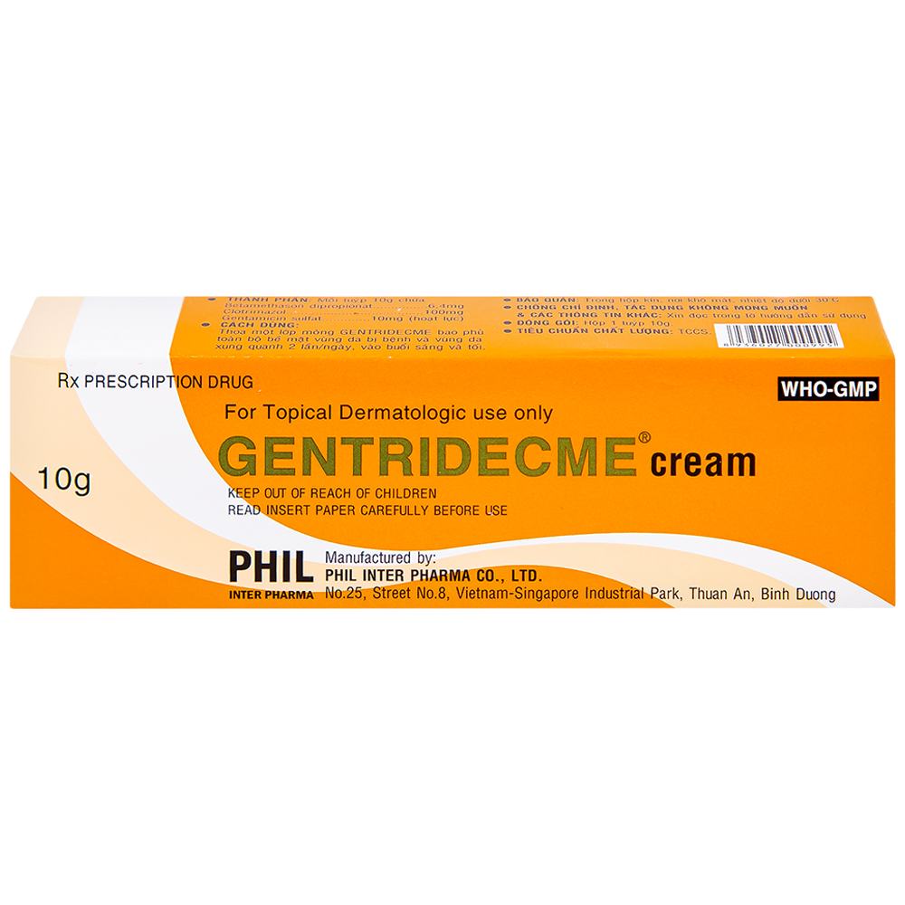 Kem bôi da Gentridecme Cream Phil điều trị nhiễm trùng da, nấm da (10g)