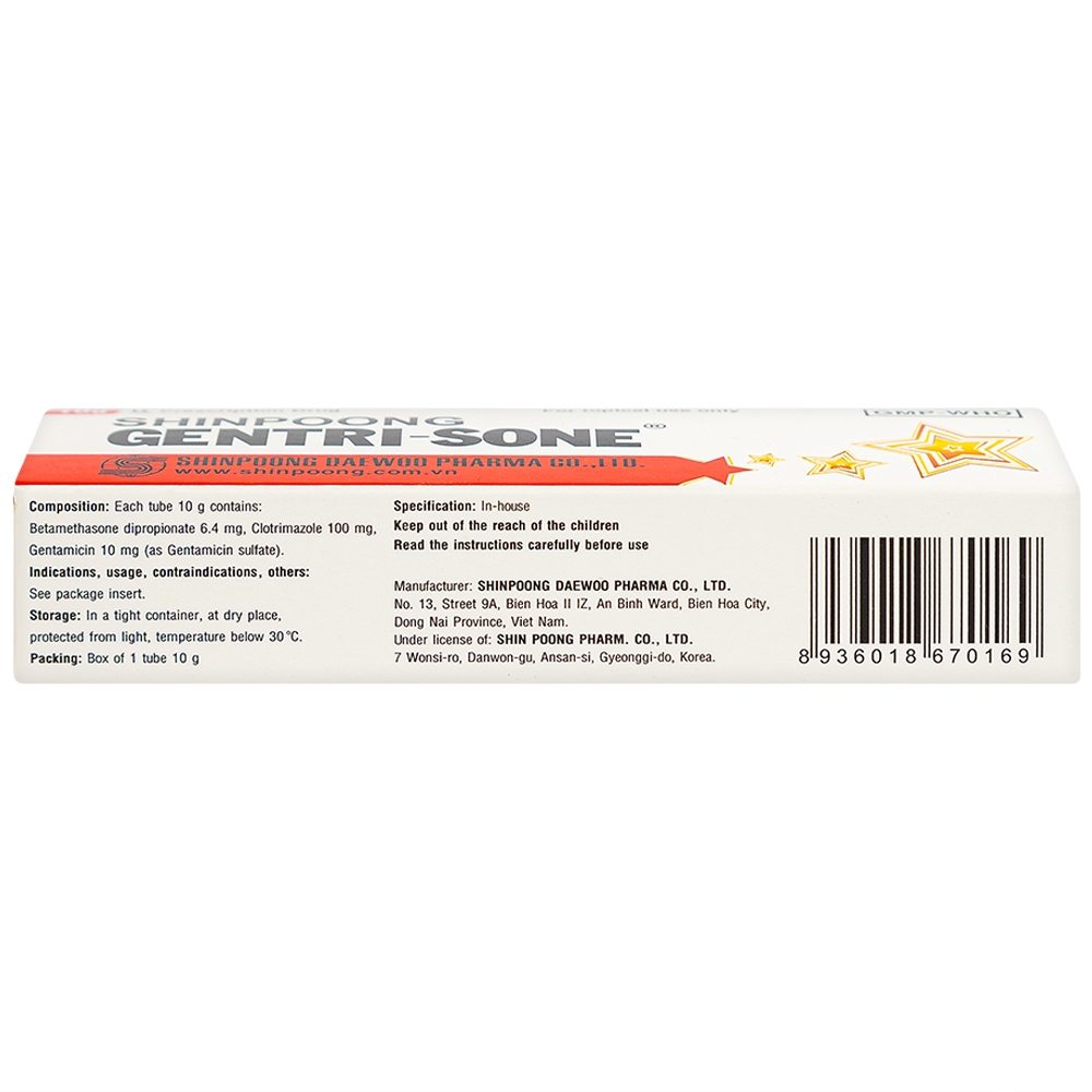 Kem Gentrisone ShinPoong Deawoo điều trị nấm da, giảm viêm ngứa da (10g)