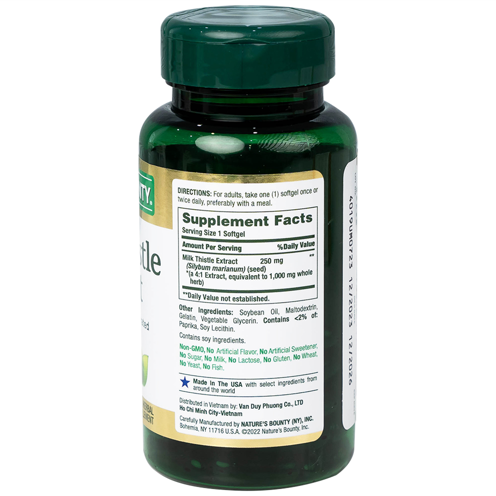 Viên uống hỗ trợ tăng cường chức năng gan, bảo vệ gan Milk Thistle Nature's Bounty (50 viên)