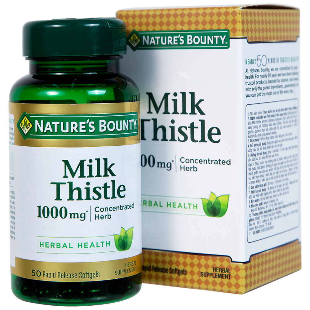 Viên uống hỗ trợ tăng cường chức năng gan, bảo vệ gan Milk Thistle Nature's Bounty (50 viên)