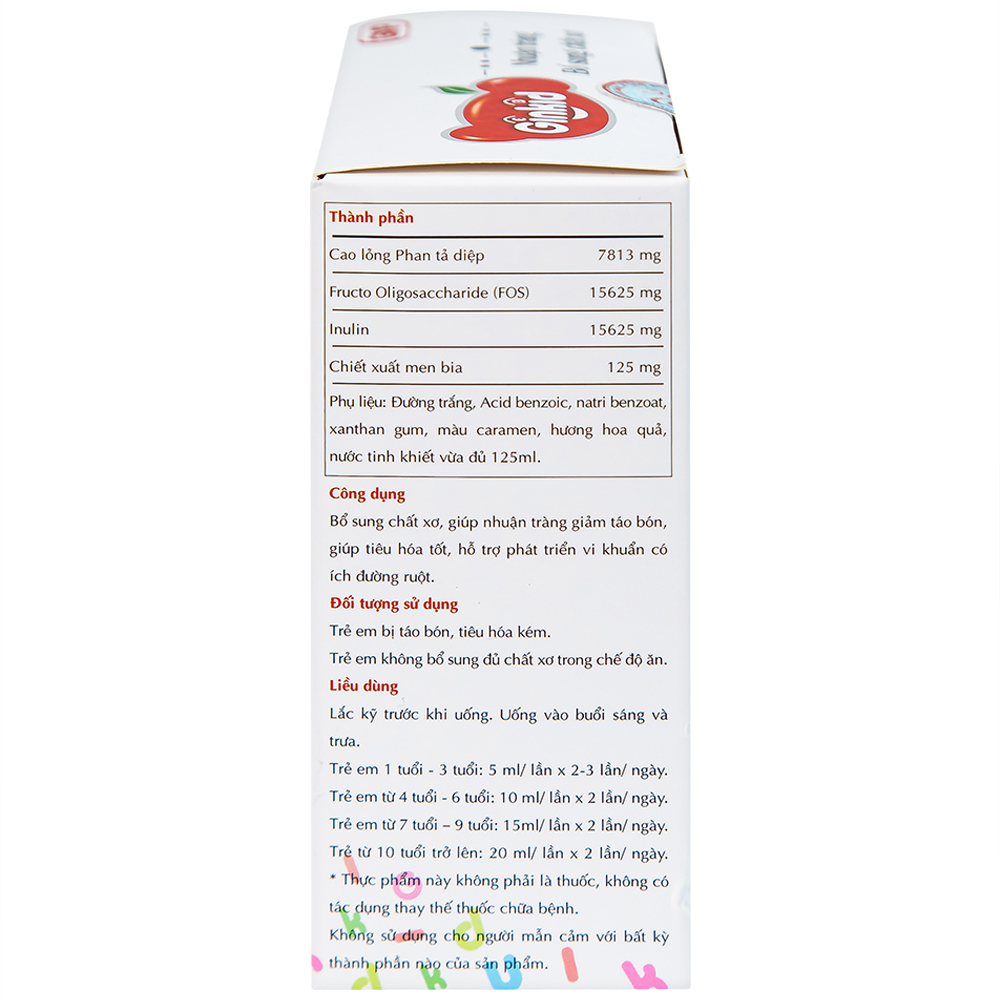 Siro Ginkid nhuận tràng bổ sung chất xơ giúp tiêu hóa tốt, giảm táo bón (3 vỉ x 5 ống x 10ml)