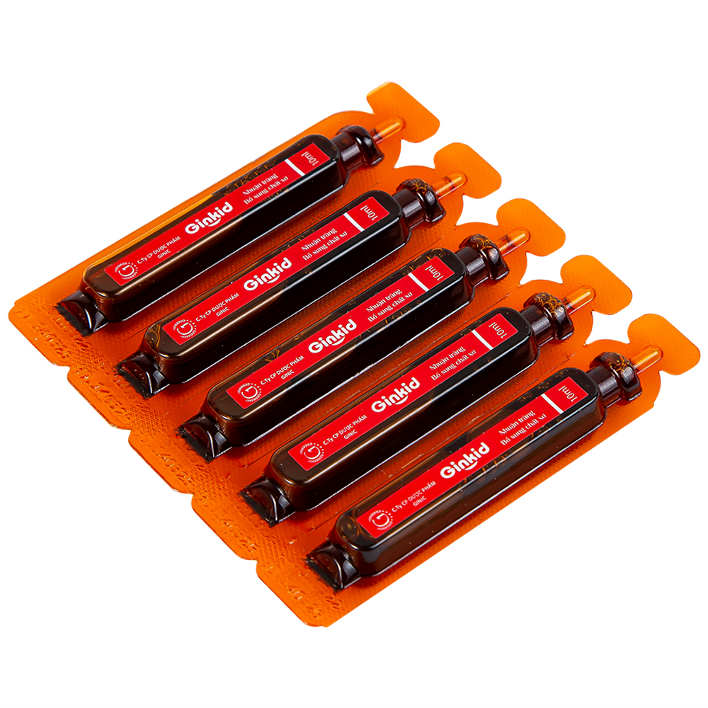 Siro Ginkid nhuận tràng bổ sung chất xơ giúp tiêu hóa tốt, giảm táo bón (3 vỉ x 5 ống x 10ml)