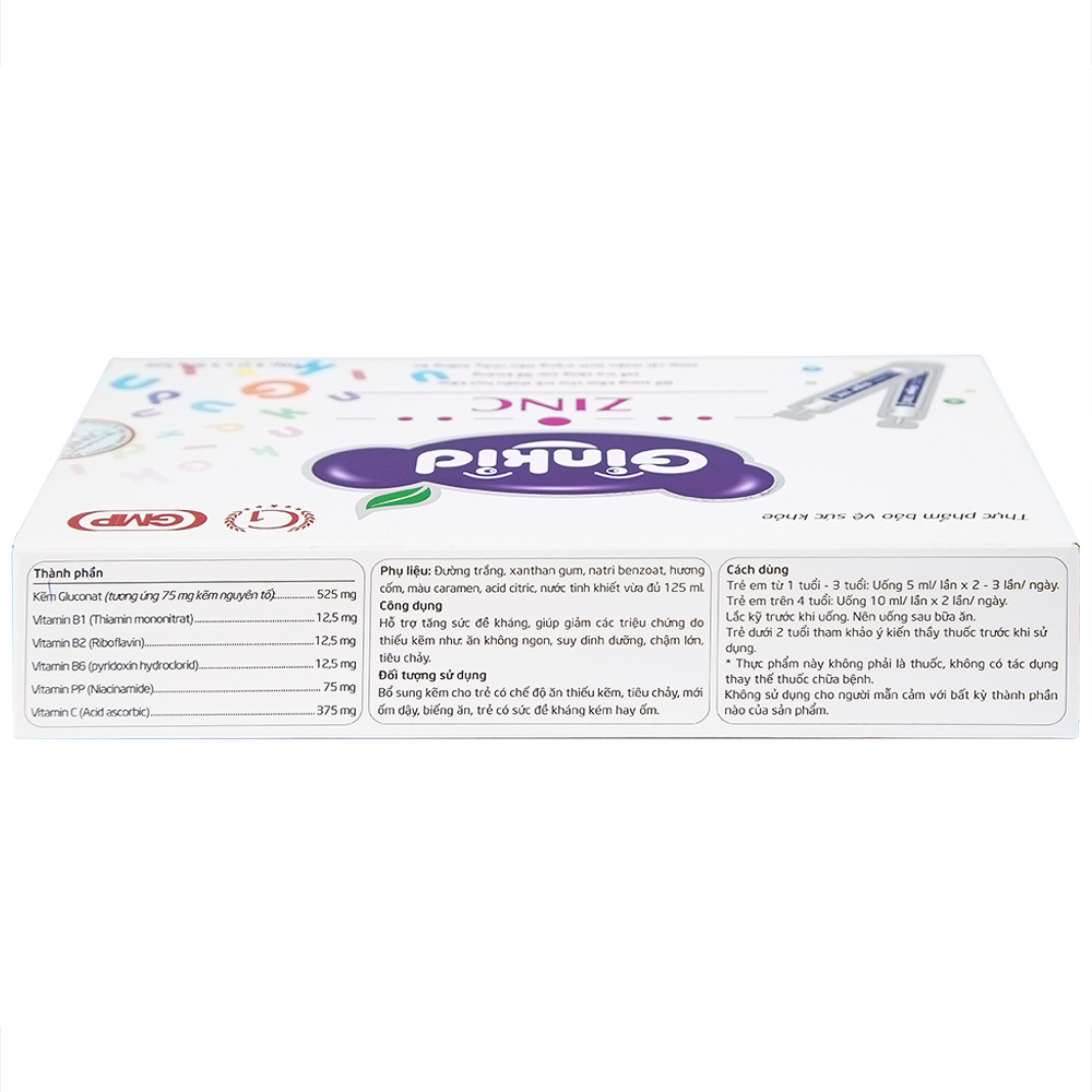 Siro Ginkid ZinC bổ sung kẽm hỗ trợ tăng sức đề kháng (4 vỉ x 5 ống x 5ml)