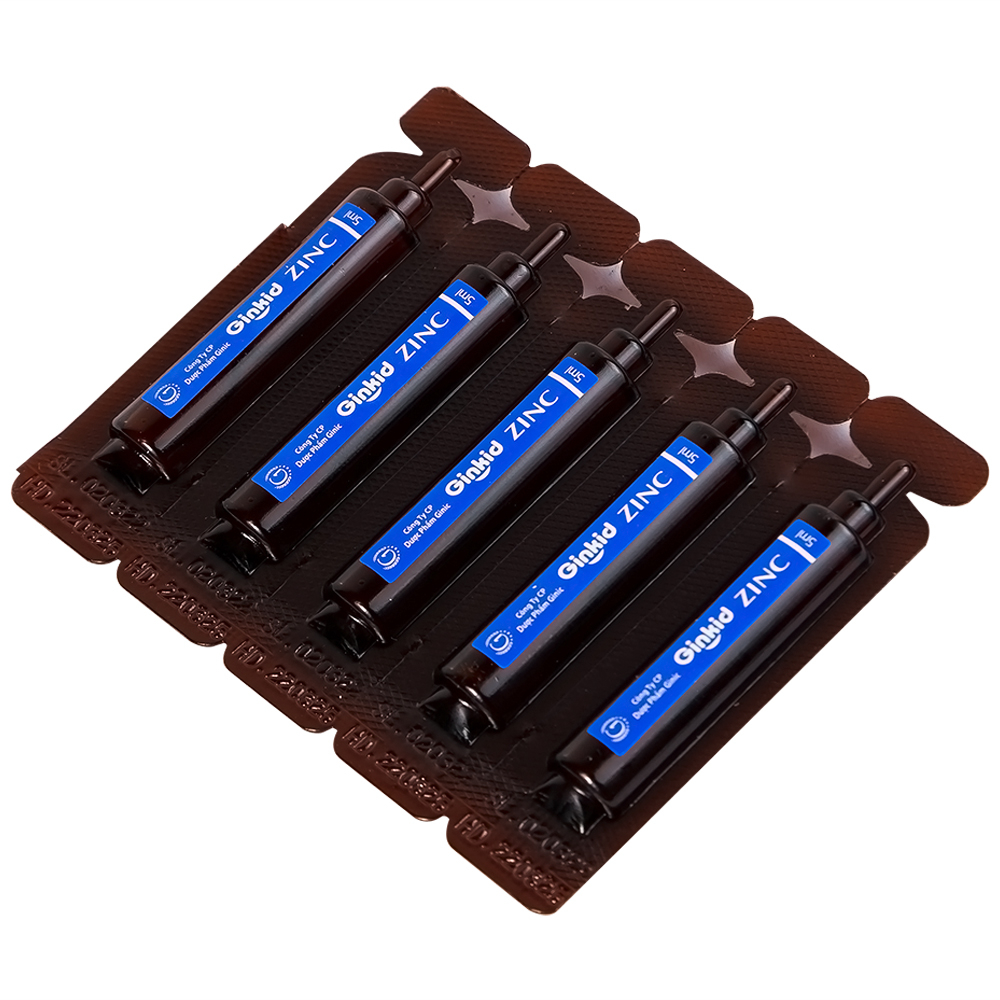 Siro Ginkid ZinC bổ sung kẽm hỗ trợ tăng sức đề kháng (4 vỉ x 5 ống x 5ml)
